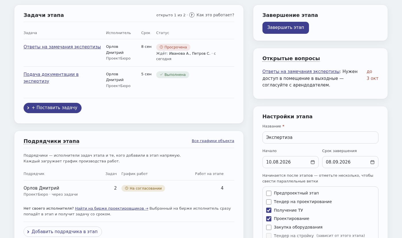 Страница этапа